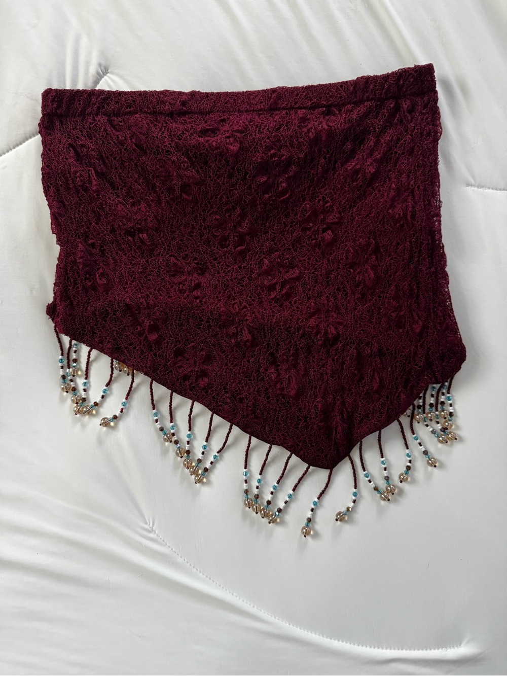 Women's Beaded Lace Tube Top-Burgundy
